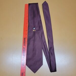 Disney Mickey Mouse Mens Necktie Burgundy Maroon Ribbed Embroidered Tie